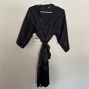 Luxurious Black Satin Women's Robe
